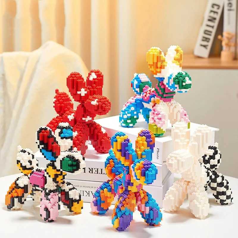 Transformatiespeelgoed Robots kleurrijke ballonhond miniatuur bouwstenen schattige diermodellen voor desktop decoratie kinderen diy assemblage bouwsteen speelgoed h
