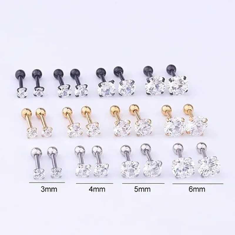 Stud 3/4/5/6mm Round Forward Helix Cartilage Piercing Tragus Stud Conch Snug Ear Lobe Earrings Surgical Steel Piercing Jewelry d240426