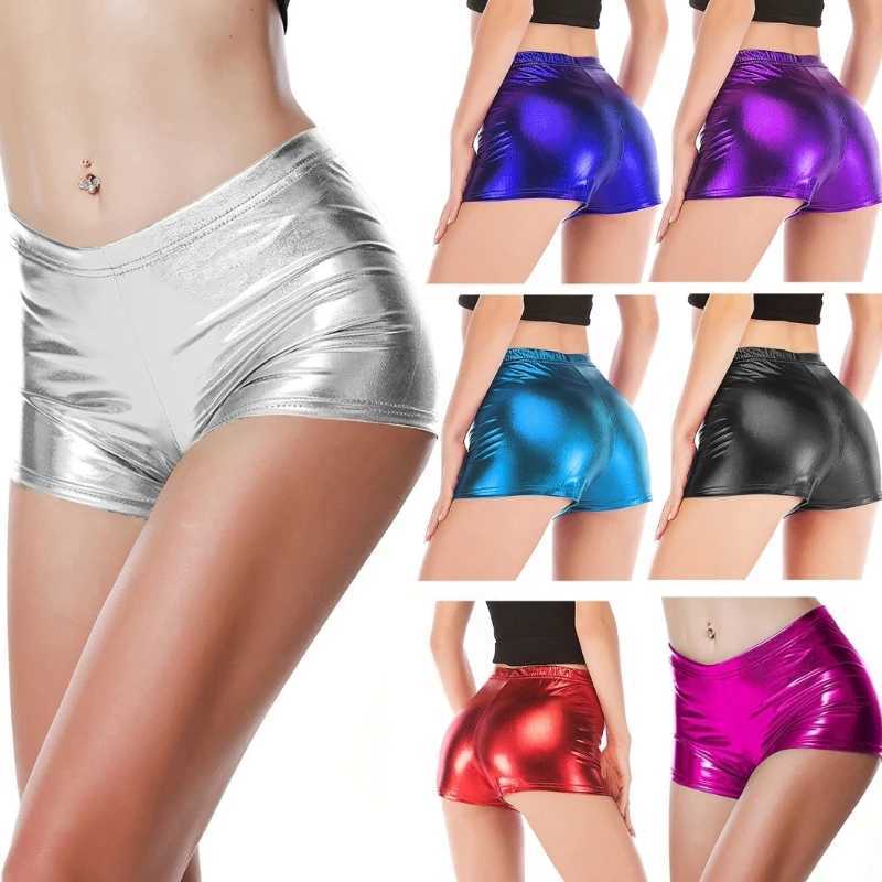 Shorts pour femmes Fashion Fashion Glitter Faux Shorts Dance Mini Shorts Metallic Hot Pant N7YE D240426