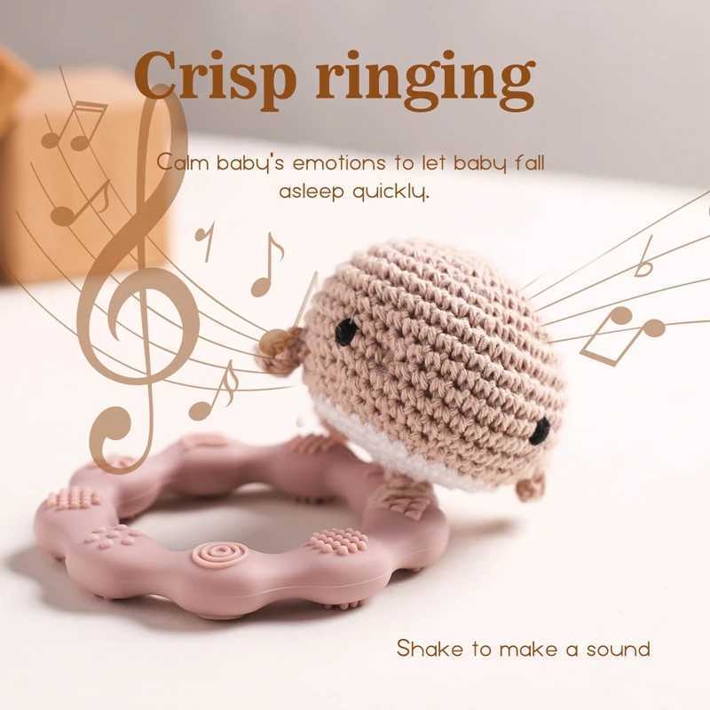 Mobiles# Babies Crochet Catcha Marinha Animal Brinquedo Silicone Ring Baby Teether Redent Infantil Gym Mobile Catcles recém -nascidos Toys D240426