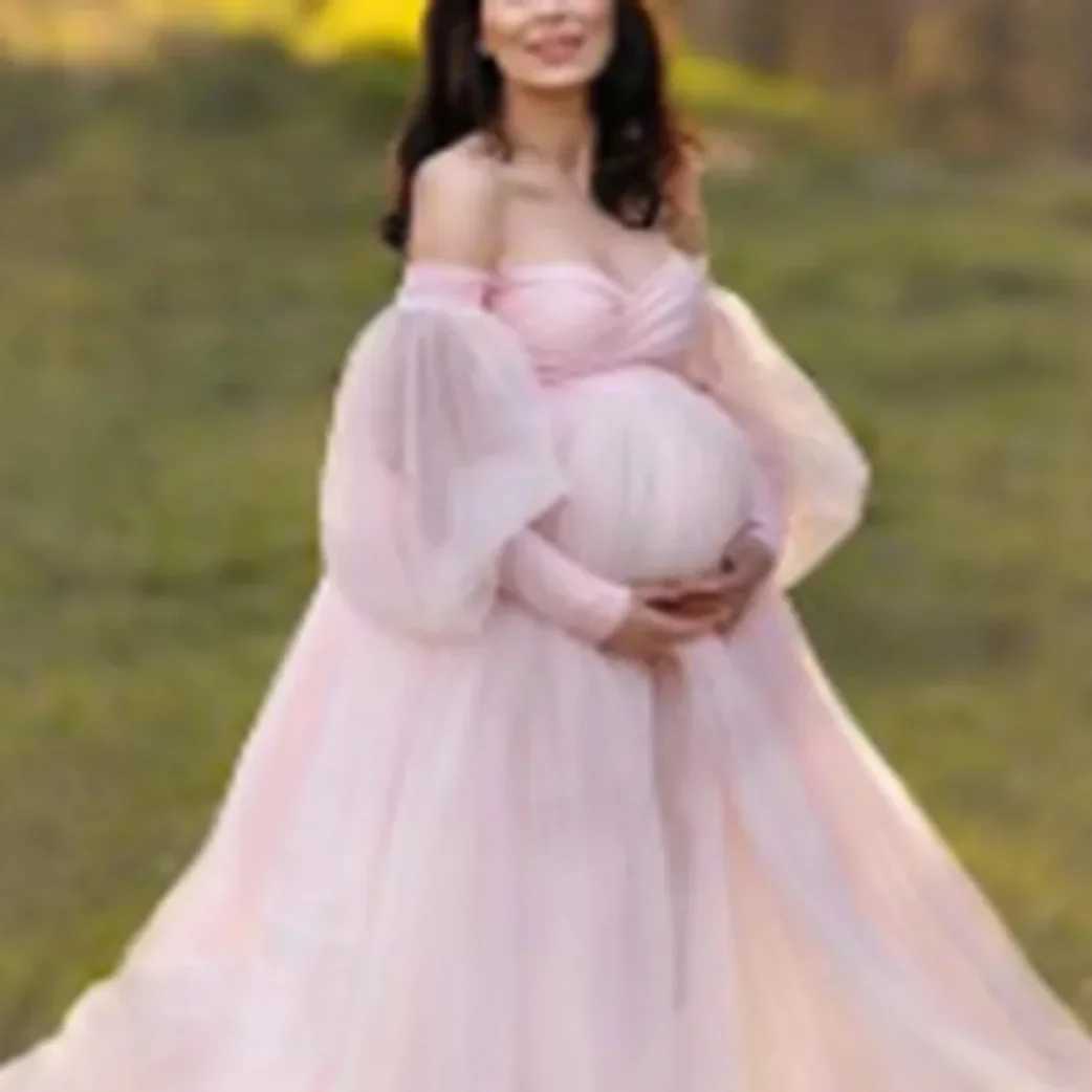 Abiti di maternità rosa carino abito di maternità fotografico fotografico senza spalline baby shower sexy fotografia abbigliamento q240427