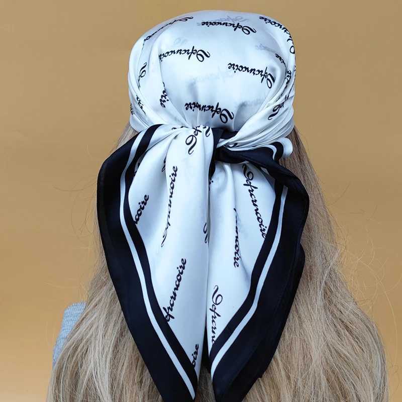 Bandanas Durag 2023 Design 70x70cm Popular Seasonal Scarf Dames Sunset Beach Kerchief Silk Headband Luxe Nieuw stijl Grid Square Hoofdband 240426