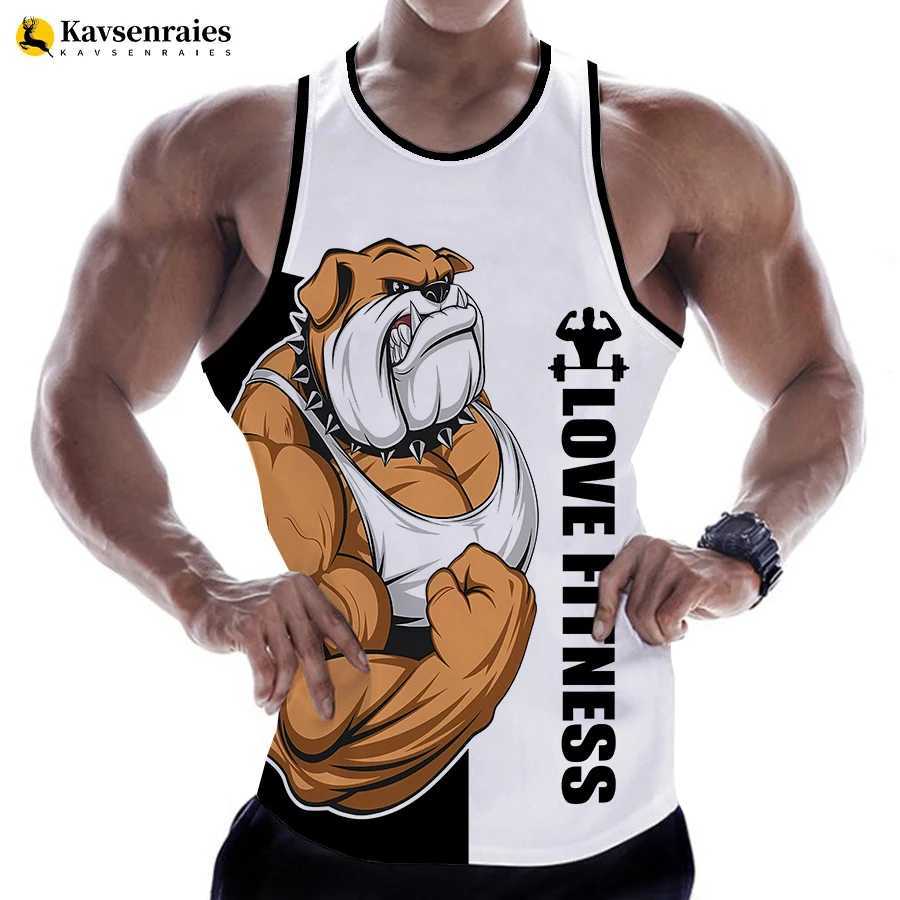 Débardeur pour hommes Rowena Love Fitness 3D Tank imprimé Letter Animal Top Imprimé T-shirt Verte sans manches Harajuku Mens Street Clothing Gym T-shirtl2403l2403