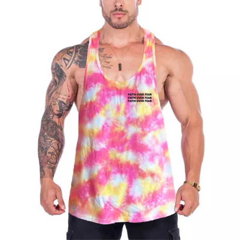 Men's Tank Tops Camouflage Faith Overcomes Fear Printed Gym Vest Mens Fitness Sports T-shirt Mesh Breathable Quick Drying Muscle VestL2404