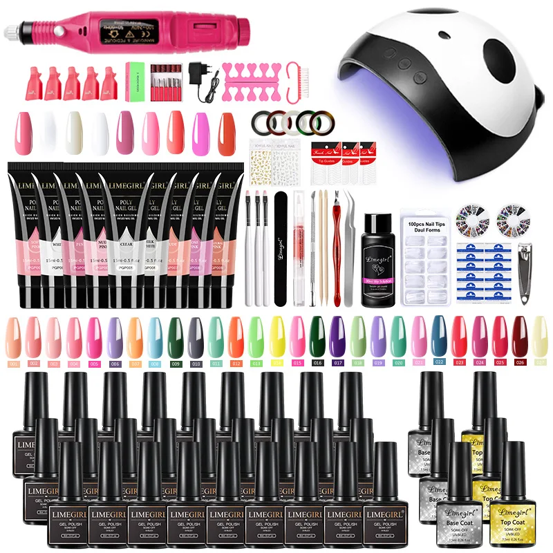 Kits Maniküre Set UV LED Lampe Vollnagelverlängerungen Gelnagellack Set Schnellgebäude Nagel Set Gel Kits Drill Hine Nagelwerkzeuge