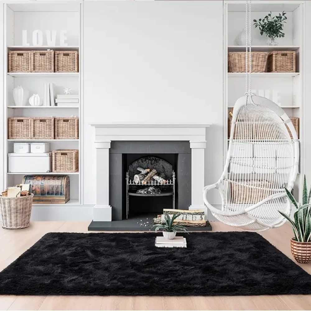 Carpets Fluffy Area Rug Black Shag Area Rugs Extra Soft And Shaggy Carpets Indoor Fuzzy Rugs For Bedroom Living Room Home Rug