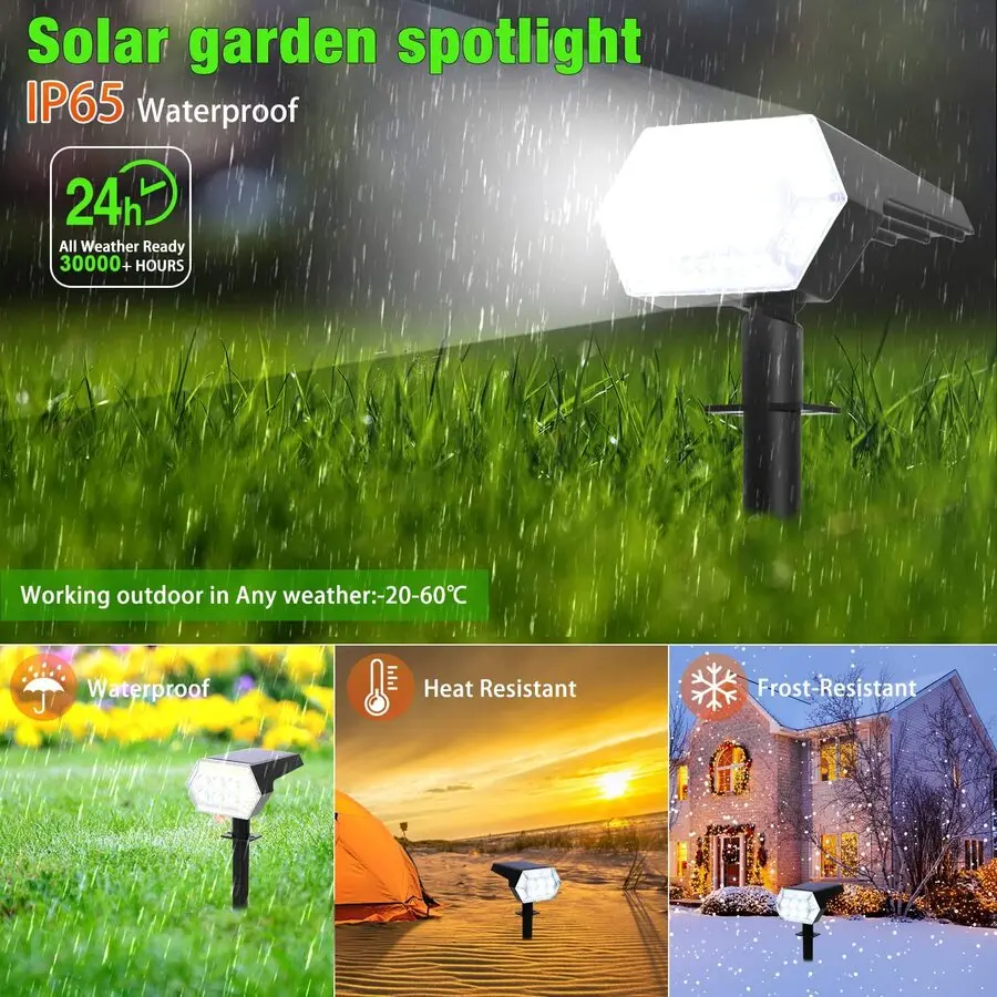 108 LED Outdoor Solar Lights Solar Spot Lights Landscape Spotlights 92 LED Verstelbare Tuin Decoraction Warm White Lamp IP65