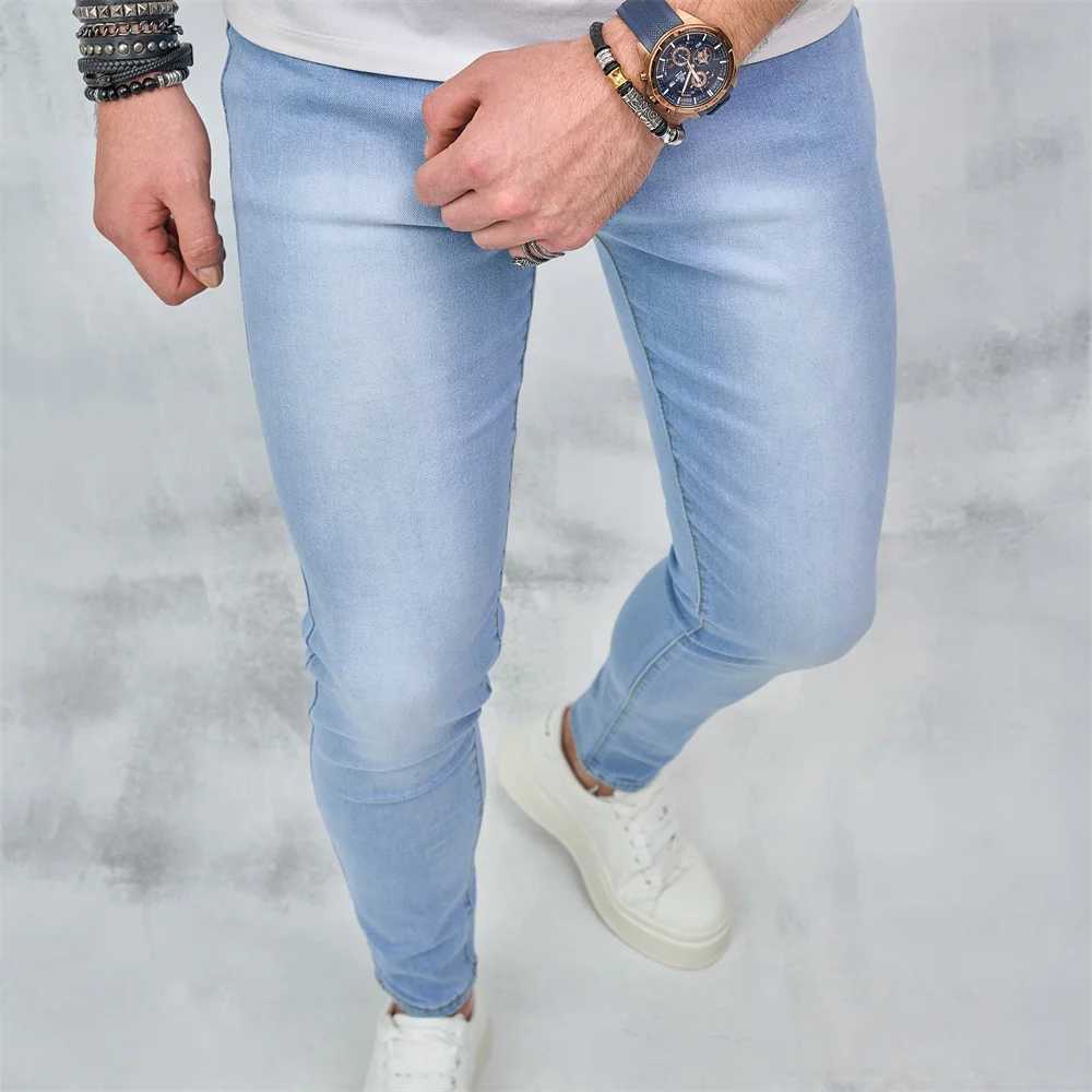 Men's Jeans Street clothing mens simple style solid tight jeans with the best quality mens jogging casual pencil jeansL244