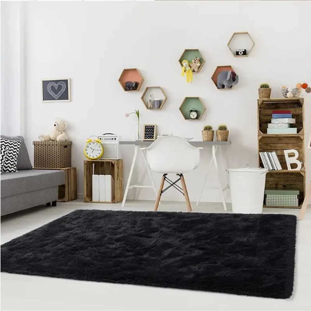 Carpets Fluffy Area Rug Black Shag Area Rugs Extra Soft And Shaggy Carpets Indoor Fuzzy Rugs For Bedroom Living Room Home Rug