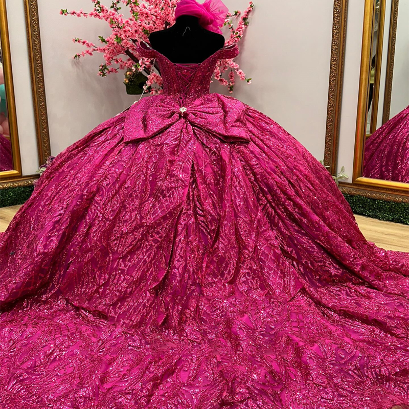 Luxus mexikanische Rose rote süße 16 Quinceanera Kleid Vestidos de xv 15 Anos Prom Party Wear Pageant Ballkleider 2024 Robe de Mariee