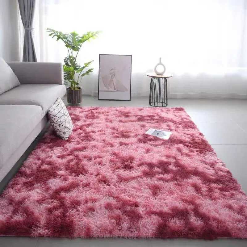 Carpets Scandinavian Ins Style Filament Wool Tie-dye Gradient Velvet Washable Living Room Bedroom Carpet Doormat Floor Mat