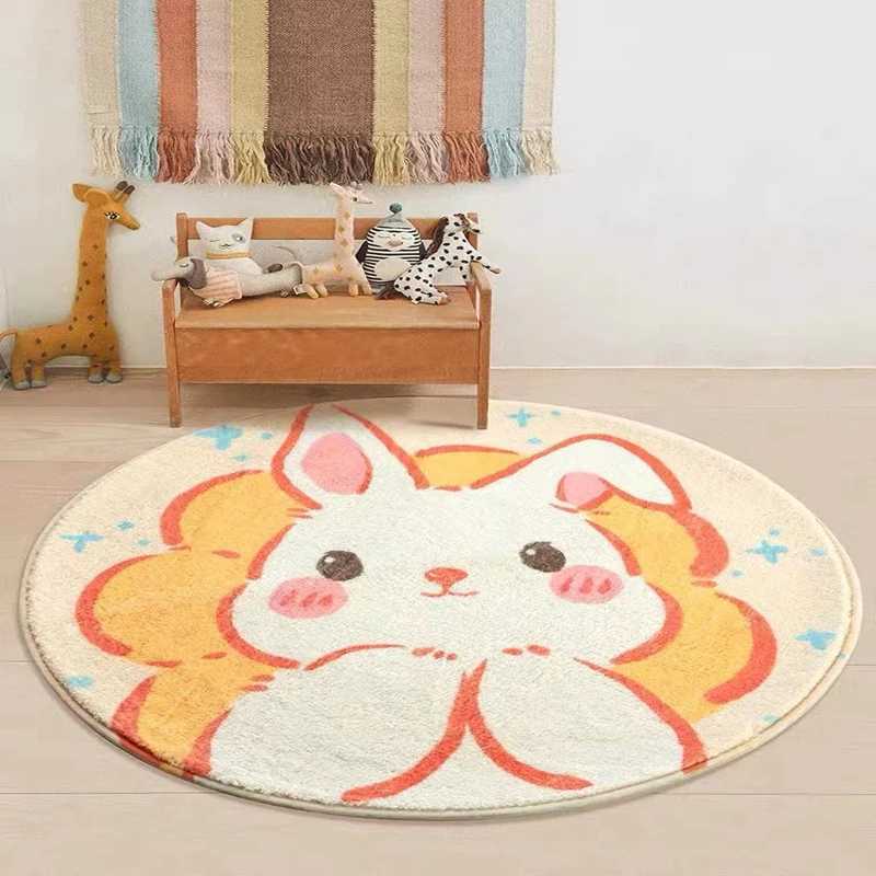 카펫 귀여운 토끼 라운드 깔개 부드러운 푹신한 봉오리 카펫 침실 장식 침대 옆 카펫 단순성 거실 깔개 세탁 가능한 비 슬립 매트