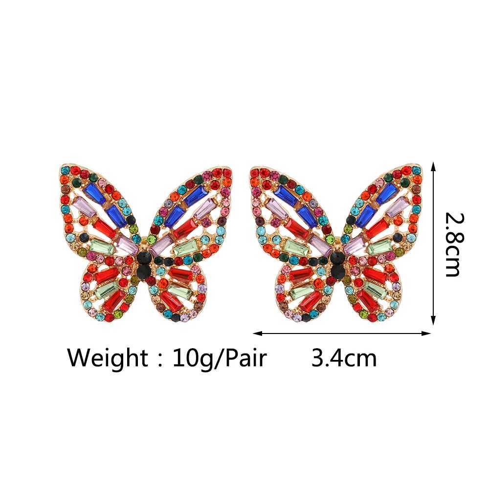 Stud Elegant Cute Colorful Crystal Butterfly Stud Earrings For Women Girl Trend Luxury Quality Fashion Party Jewelry Accessories Gift d240426