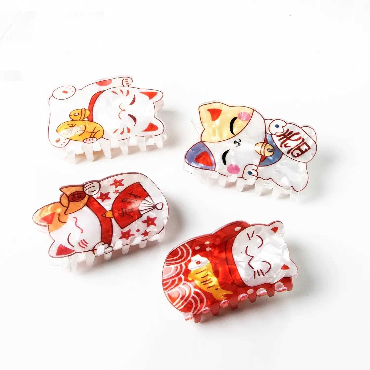 Clips de cheveux Barrettes Yhj Nouveau dessin animé Fun richesse Cat mignon Année Propice petite griffe d'animaux Clip accessoires pour femmes populaires