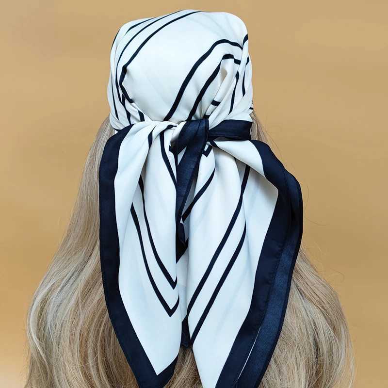 Bandanas Durag Nieuwe 70x70cm vierkante sjaal Dames populair ontwerp Kerchief Four Seasons Beach Headwar Luxury Style Sunscreen Silk Headband 240426