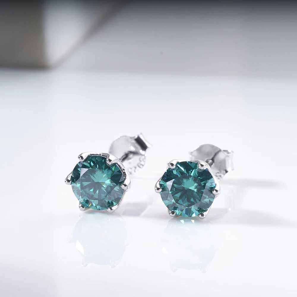 Étalon vert emearld couleur Moissanite talon d'oreille argent 925 bijou d'origine 925 Silver Sterling PT950 plaqué de diamant oreille D240426