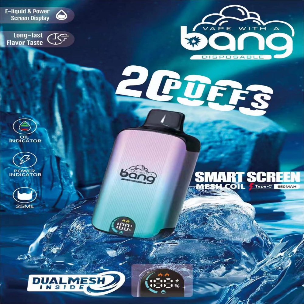 원래 Bang 20000 퍼프 일회용 E 담배 메쉬 코일 23ml 포드 배터리 배터리 충전식 전자양 크기 퍼프 20k 2% 3% 5% vape 펜 키트 사용자 정의 가능한 12k 9k 15k