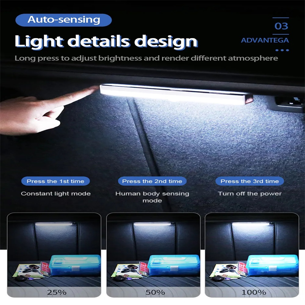 Led Night Light Car Dak Plafond Lamp Wireless USB opladen Human Body Induction Trunk Lighting Interieur leesverlichting