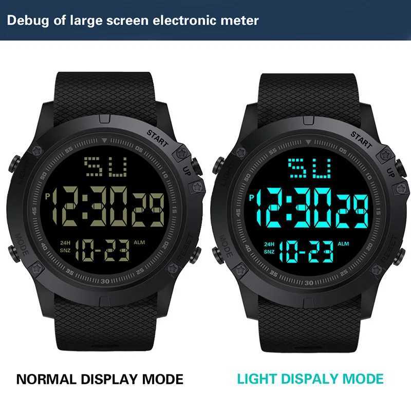 Wristwatches Mens multifunctional military sports waterproof and luminous LED digital childrens large dial student electronics Q240426