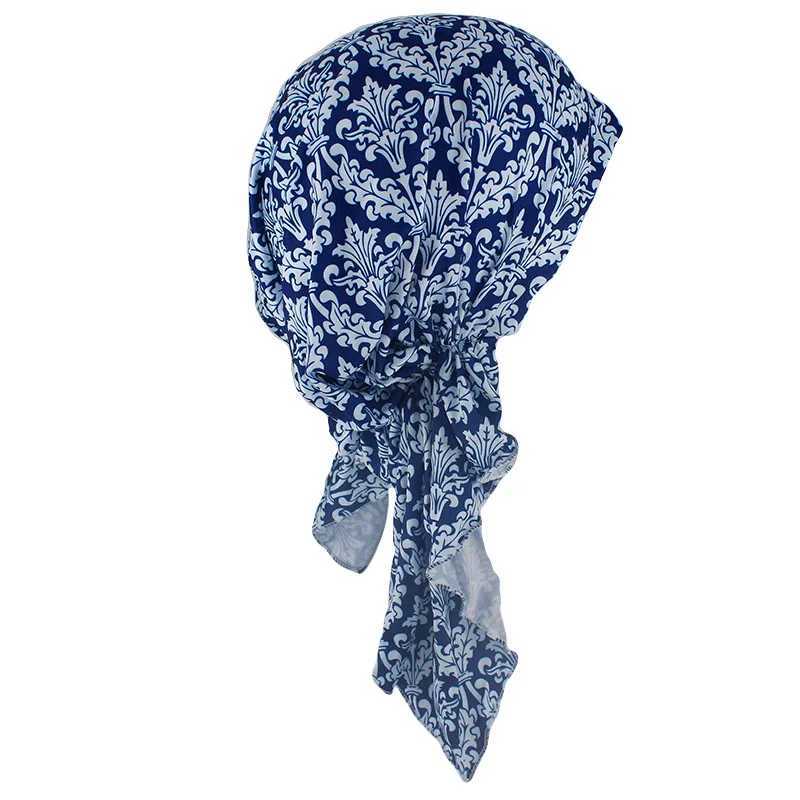 Bandanas Durag Ny vuxen kvinnlig blommig huvudbonader Kvinnor Bandage Autumn Fashion Hair Turbo Floral Accessoarer till salu 240426