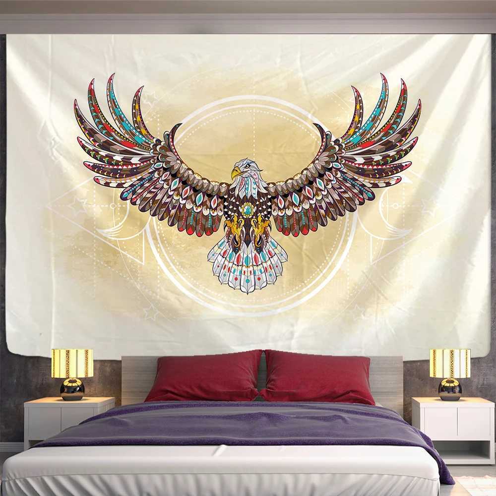 Tapestries Mandala Tapestry Animal Indian Elephant Tiger Eagle Patroon Wall Hangende mat Strandhanddoekdeken