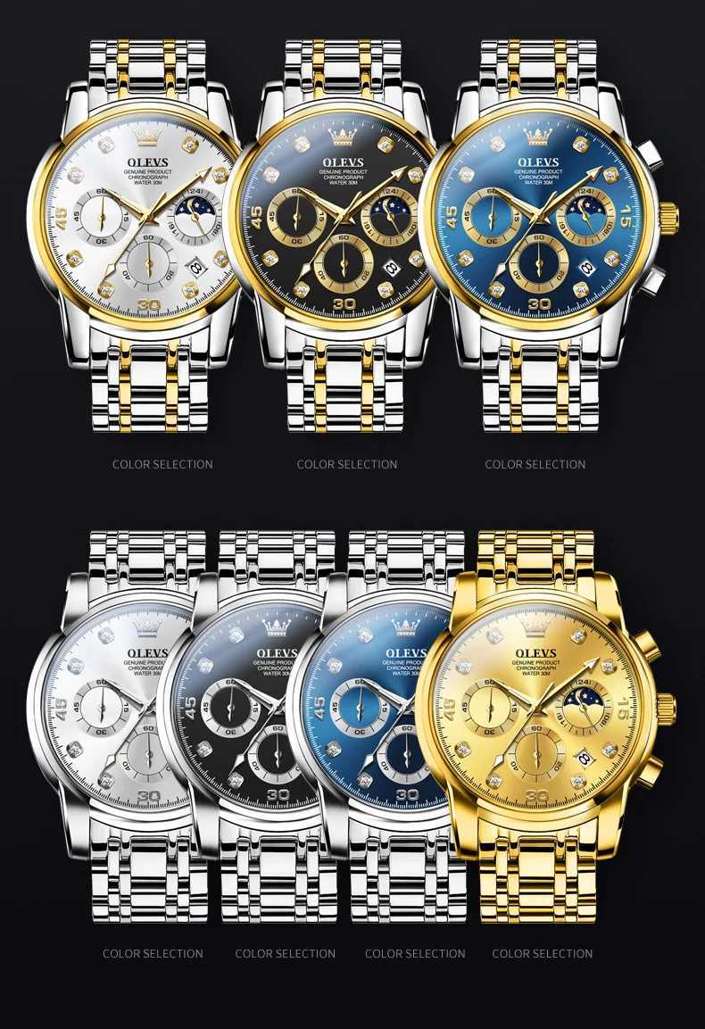 Polshorloges olevs luxe heren origineel modieuze zakelijke kwarts polsband waterdichte roestvrij staal reloj hombre Q240426