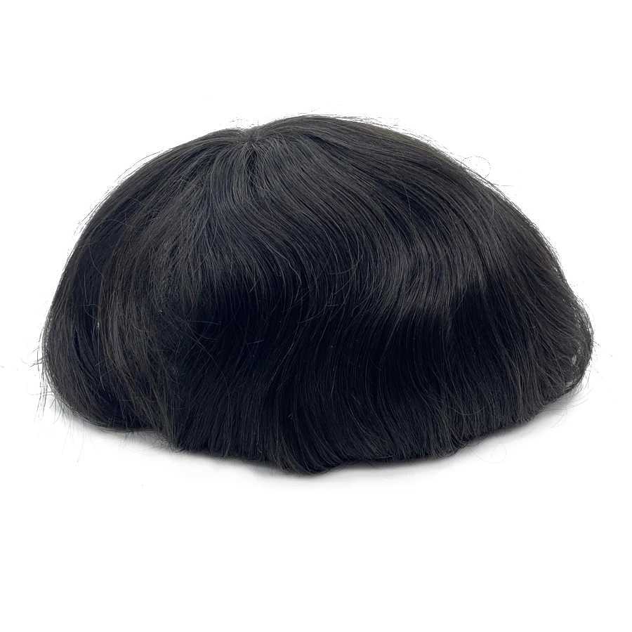 Синтетические парики V-образный узел Mens Wig Transparent Pu Toupee Hair Clip System Размер 8x10 дюймов Q240427