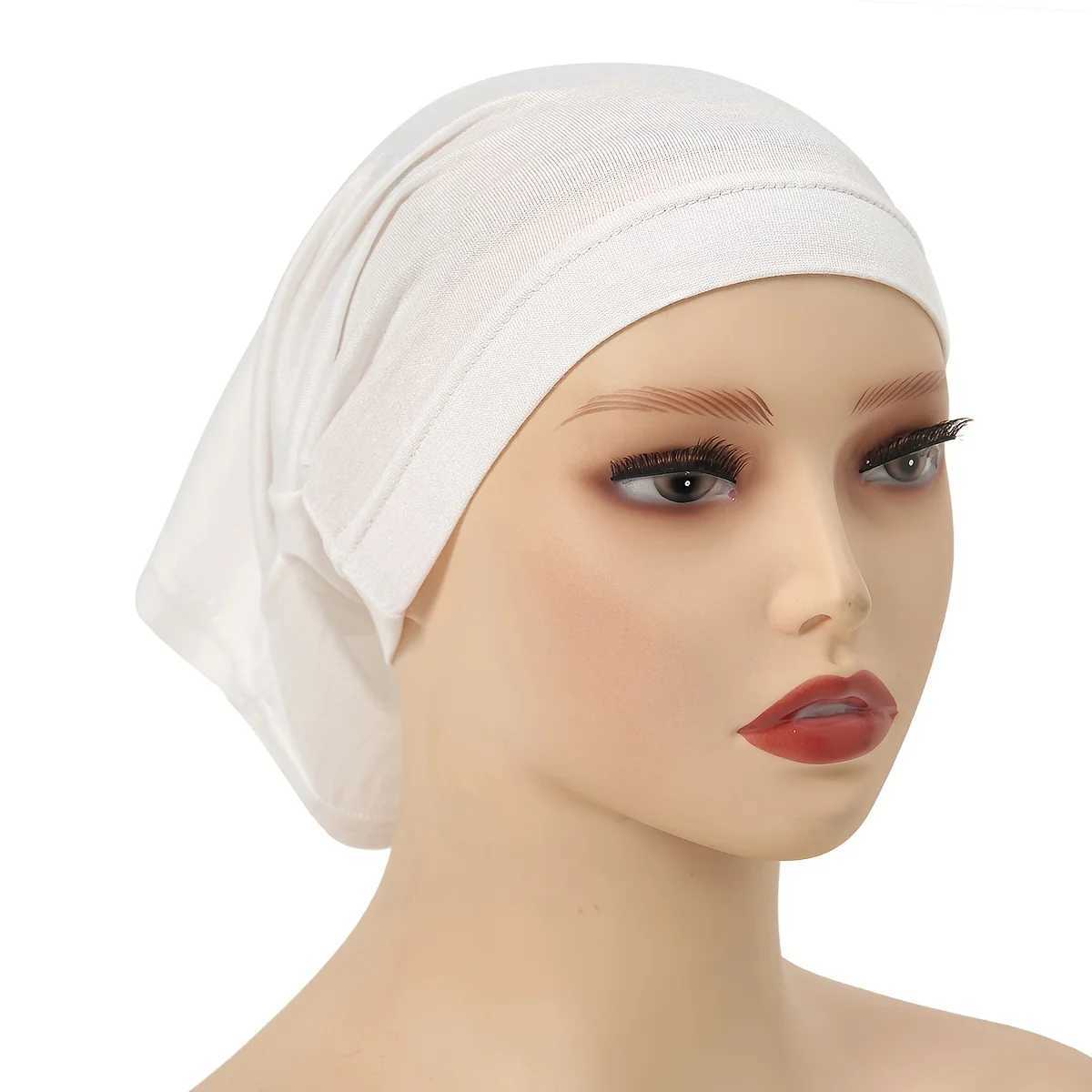 Bandanas Durag Fahion Muslim pannband hatt kvinnor pannband hatt kemisk hatt hårvård fast färg turbo hatt justerbar 240426