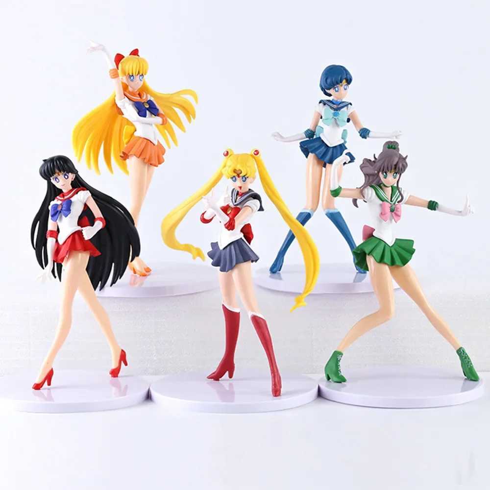 Actionspielzeugfiguren 5-teiliger Satz Mizuno Ami Tsukino Usagi Hino Rei Aino Minako Action Bildmodelle Kawaii Puppenspielzeug und Geschenke 2403