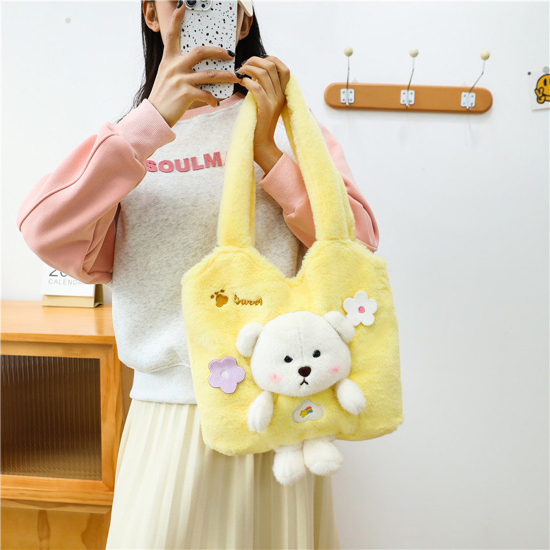 New Little Bear Women's Bag süße Plüschpuppe Handheld großer Kapazität Doll Spielzeug Crossbody Body Birthday Geschenk Großhandel Großhandel