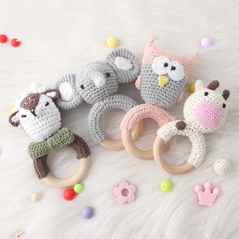 Mobiles # Baby Baby Teether Crochet Elephant Racet Toy BPA Bois Free Rodent Rodent Baby Mobile Gym Nou nouveau-né Pousche éducative D240426