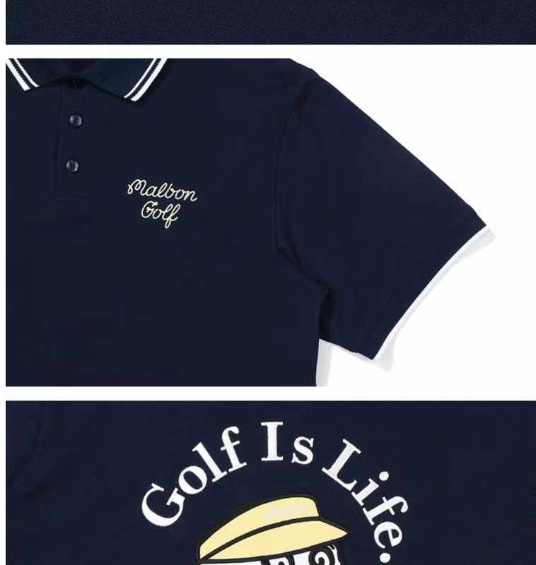 Nocta golfkläder Malbon Polo Men t skjortor tshirt kausal tryckdesigner tshirts andningsbar bomull kort ärm maskar galna 346