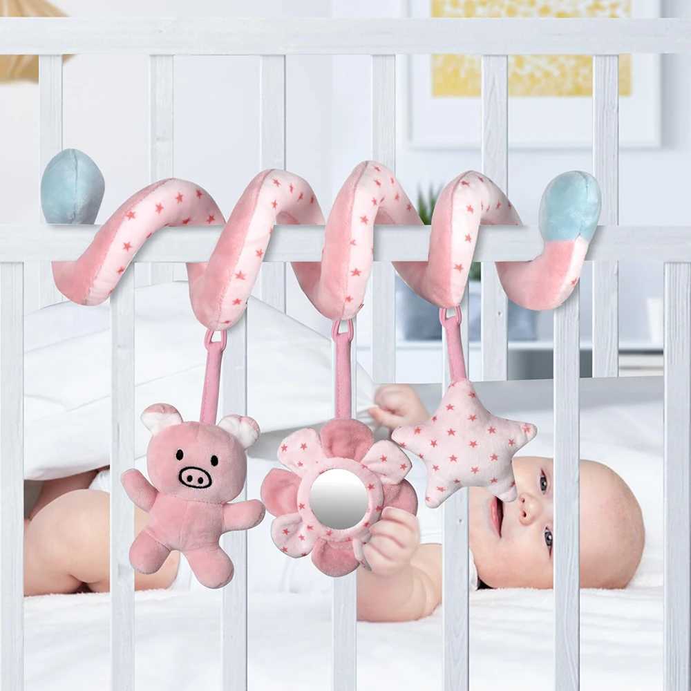 MOBILES# Auto -stoel babyspiraalactiviteit hangende speelgoed Stroller Bar Crib Bassinet Mobile met spiegel BB pieper en rammelaars D240426