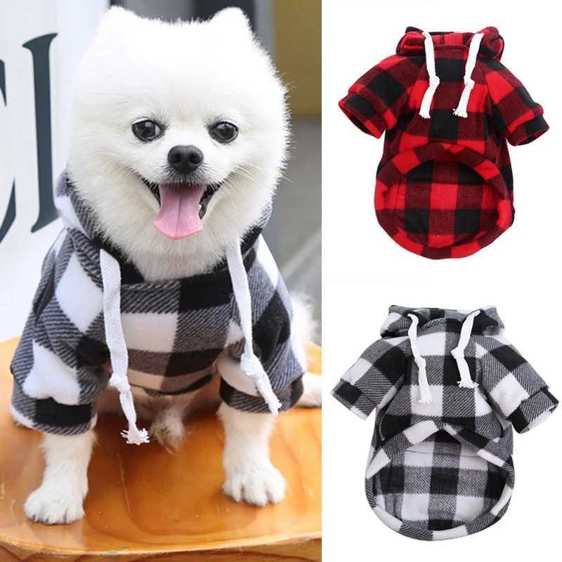 Dog Apparel 5XL Dog Clothes Plaid Coat Pet Hoodie Pocket Sweater For Small Large Dogs Clothes French dog Pet Clothing Golden Retriever d240426