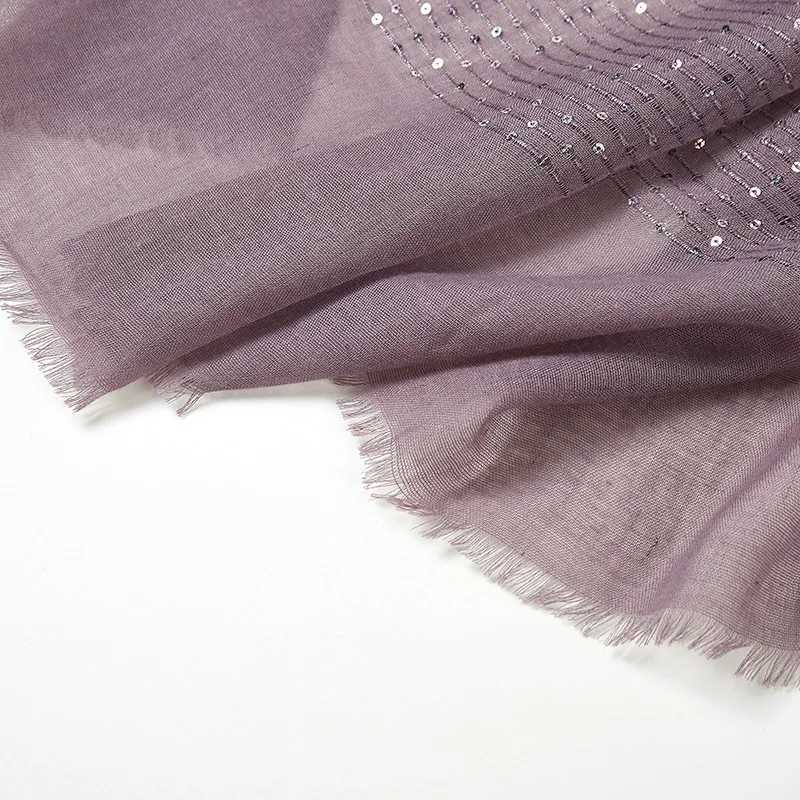 Bandanas Durag à la mode à paillettes écharpe coton pour femmes Fiffise de coton doux Squin Sequin Islamic Headscarf Châle et enveloppez 240426