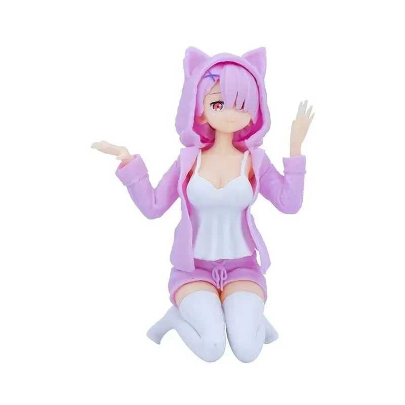 Anime Manga 12CM Cats ears Steamed cat-ear shaped bread Rem Animation RE Another Worlds Zero Start Life Ram Pajamas Dress up Knee Model Series DollsL2404