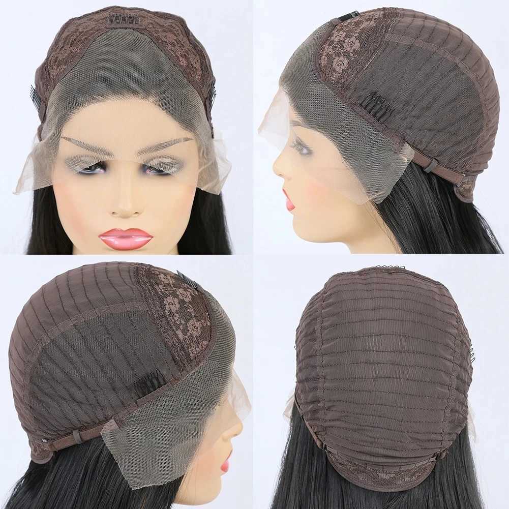 Syntetiska peruker AIMEYA LACE FRONT PERIG WOMENS Natural Long Brown Pre Picked Role Spela Q240427