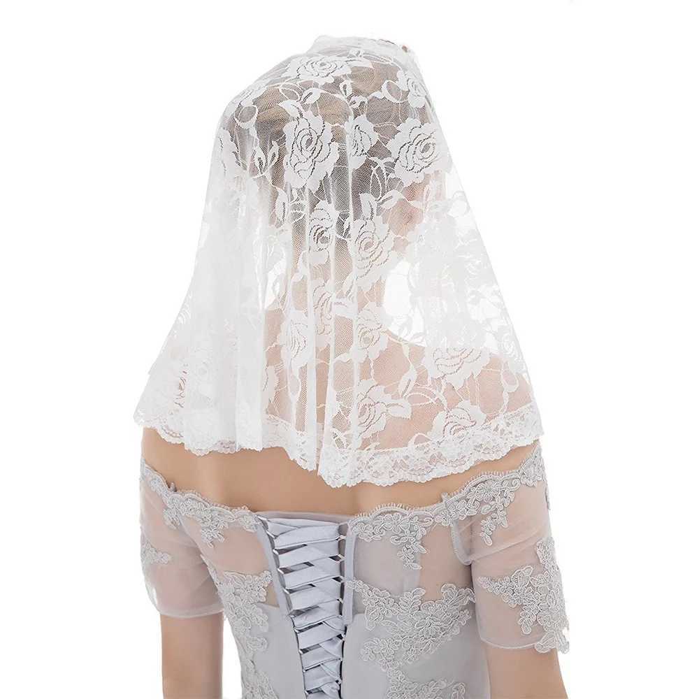 Bijoux de cheveux de mariage Femmes de style espagnol en dentelle traditionnelle Veil Veil latin Hier de masse couvrant l'écharpe Catholic Church Chapel Arc Forme