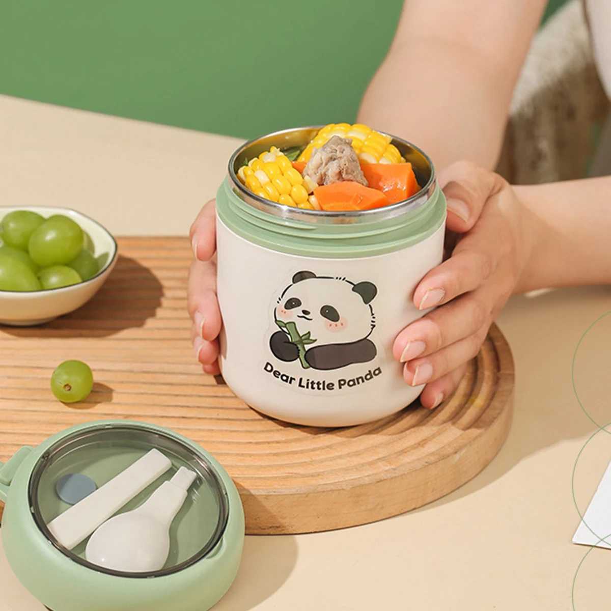 Bento Boxes Leak proof sealed bucket student lunch box circular portable hot stainless steel insulated peacock fish Q240427