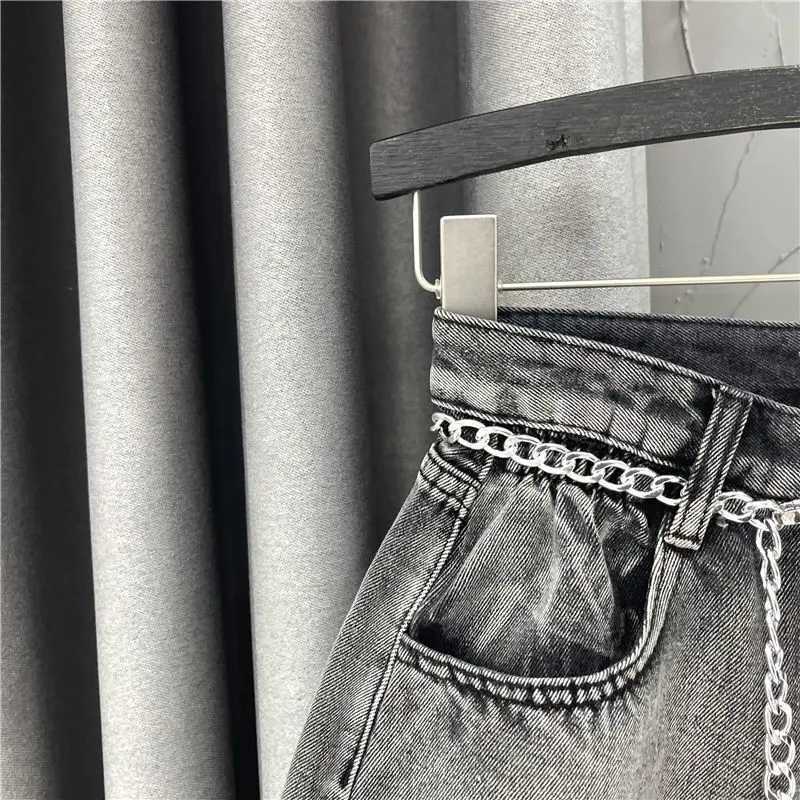 Women's Shorts GIDYQ Fashion High Waist Denim Shorts Korean Casual Tassel Wide Leg Pants Harajuku Female Streetwear Belt Shorts Summer New d240426