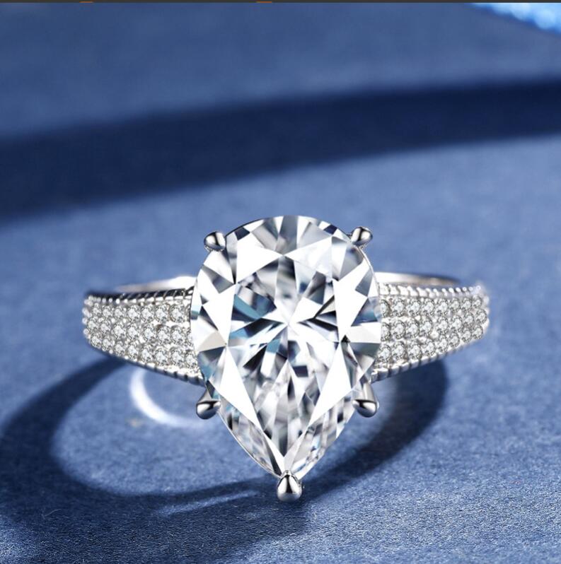 Atacado Chucong Brand Wedding Rings Jóias de luxo Real 100% 925 Sterling Silver Water Grow Groot White Moissanite Diamante