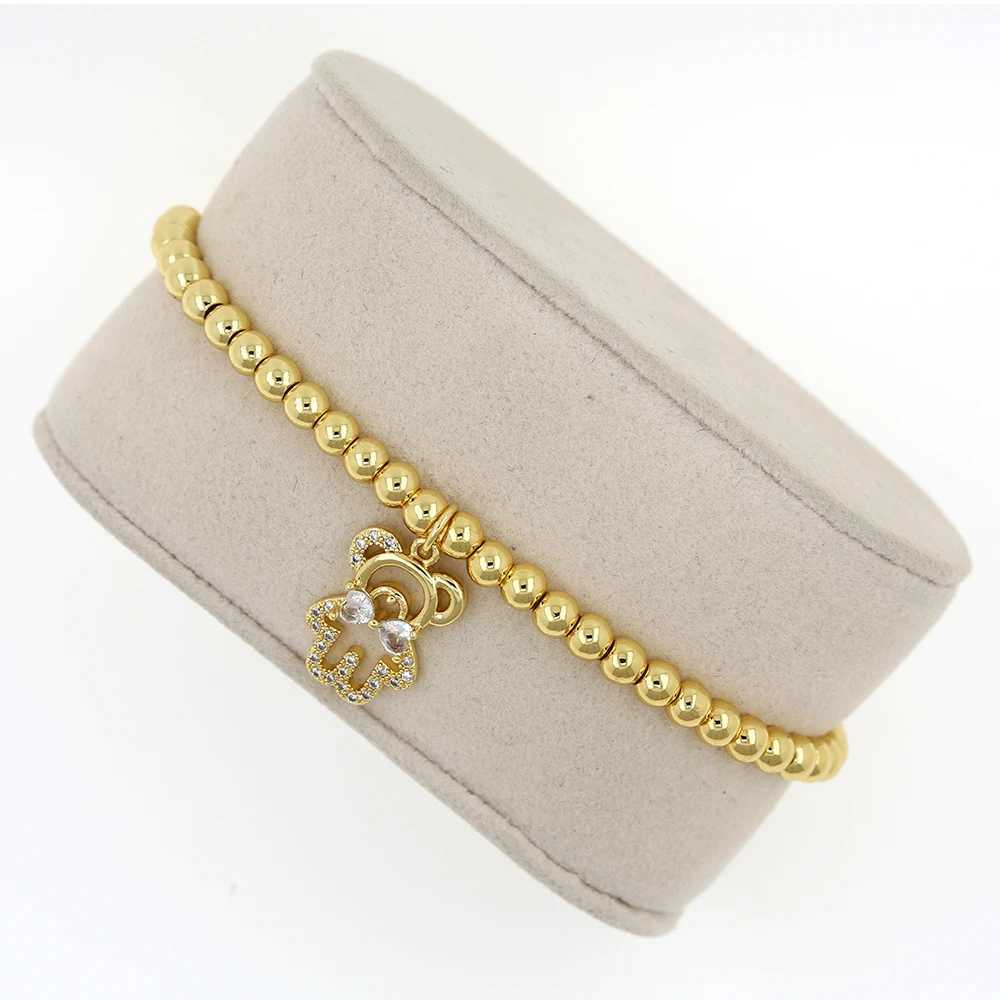 Perlen 1 Stück neuer Trendliebe elastisches Seil Gold Perlen Perlenarmband Geeignet für Frauen mit einem sternförmigen Lächeln Charme Wunderschöner Schmuck11