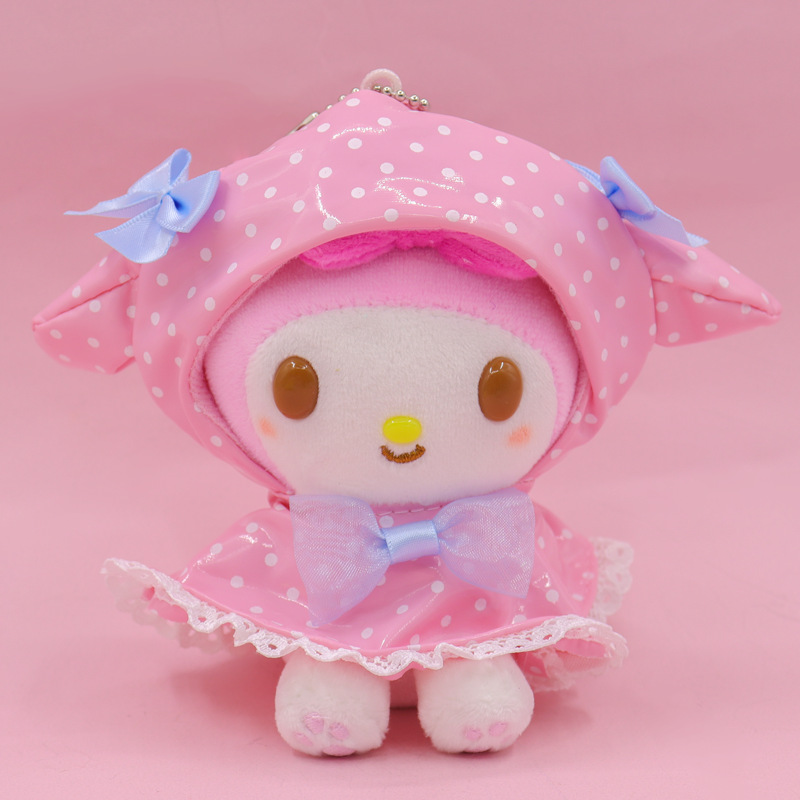 Cartoon Japanese polka dot raincoat Yugui Leti Kulomikt cat plush toy bag pendant
