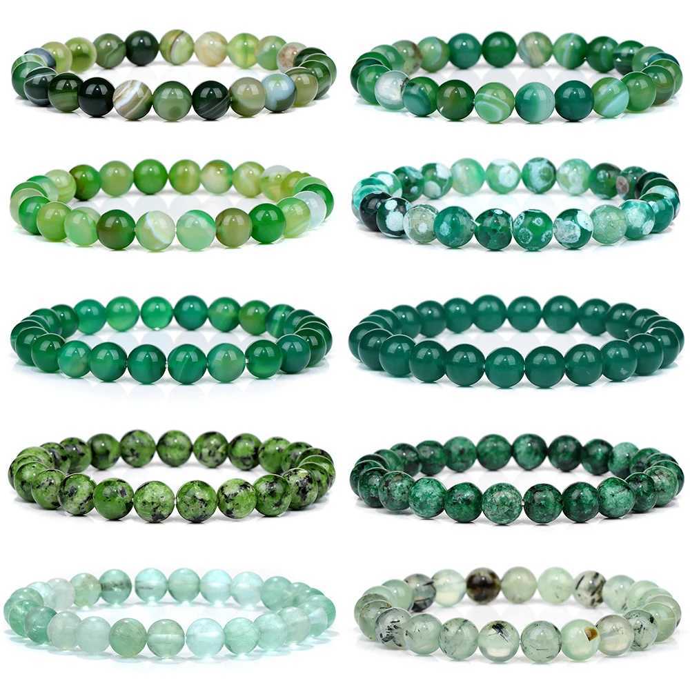 Bracciale verde da 8 mm in perline Bracciale naturale di calceciedy gatto di calcetto gatto il trattamento elastico regali di gioielli da uomo