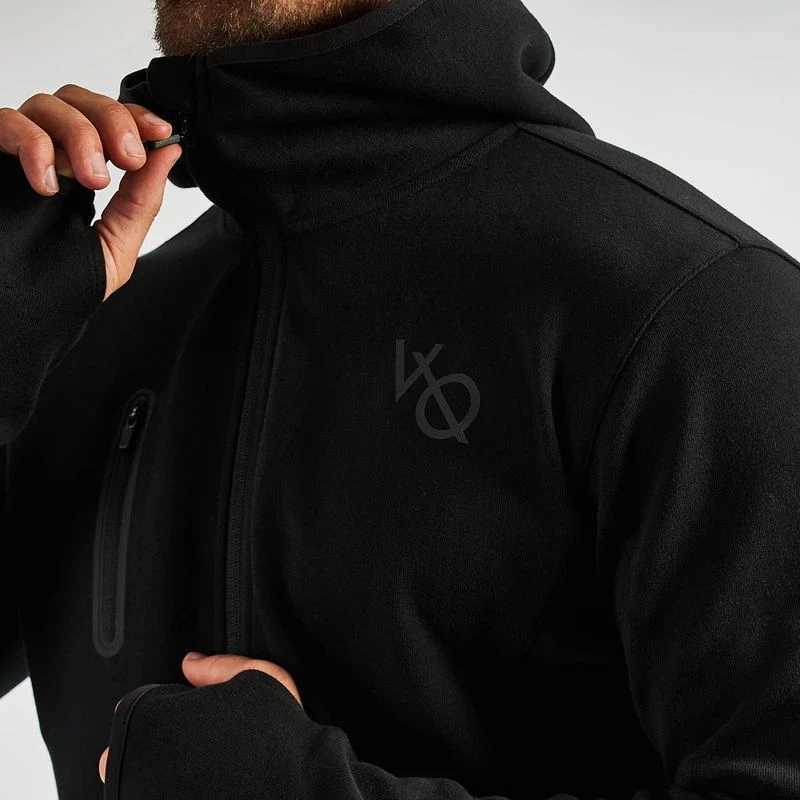 Sweatshirts Mens Hoodies Sweatshirts Cotton Black Slim Fit Hoodie med dragkedja jacka för avslappnad toppnivå som kör träning och fitnesskläder för män 240425