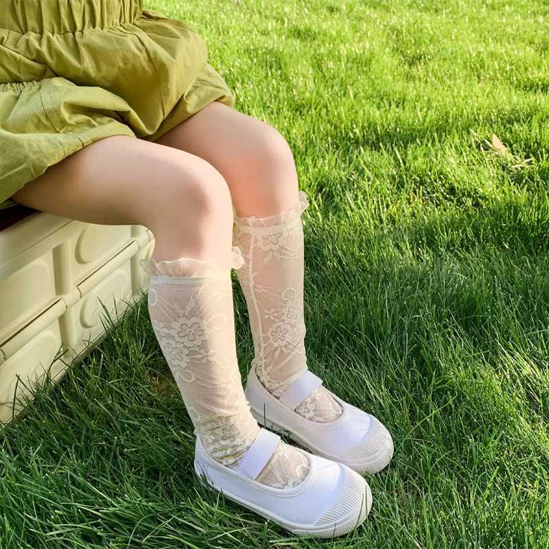 Calzini bambini Summer Spring sottili archi graziosi calze alla caviglia corta mesh con increspatura in pizzo altissimo calzini bianchi lunghi bambini