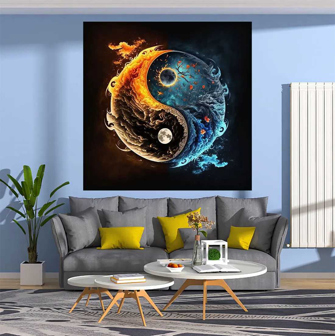 Audio in stile mandala yin yang arazzo cosmico galassia muro stampato decorativo decorativo in tessuto da letto decorazioni soggiorno