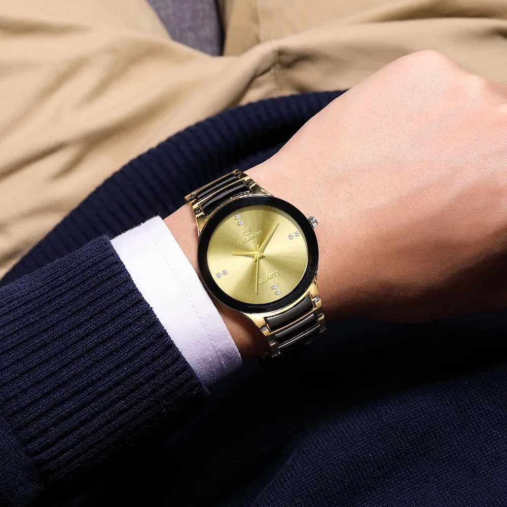 Wristwatches Mens Fashion British Commercial Stainless Steel Quartz Military Sports Wrist Reloio Masculino Hot Q240426