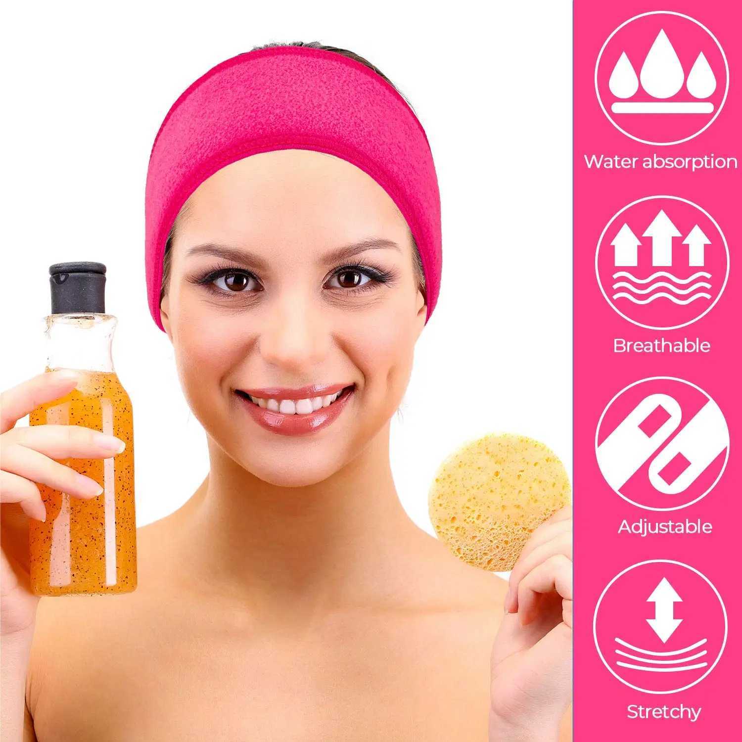 Bandanas Durag 4 paquetes de diademas faciales de hidroterapia y toallas elásticas de cabello de ducha ajustables para bañarse actividades de yoga 240426
