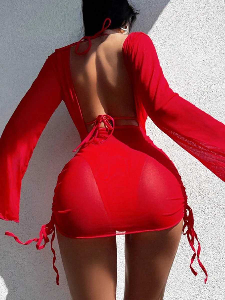 Women's Swimwear Halter Triangle Bikini 2024 String Swimsuit Women Cover Up Swimwear Female Bathing Swimming Swim Suit Beachwear